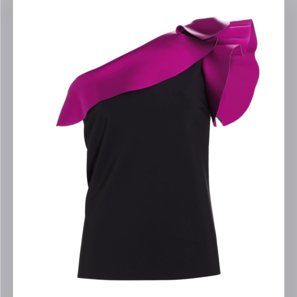 Chiara Boni Black and cyclamen,  One-Shoulder Top